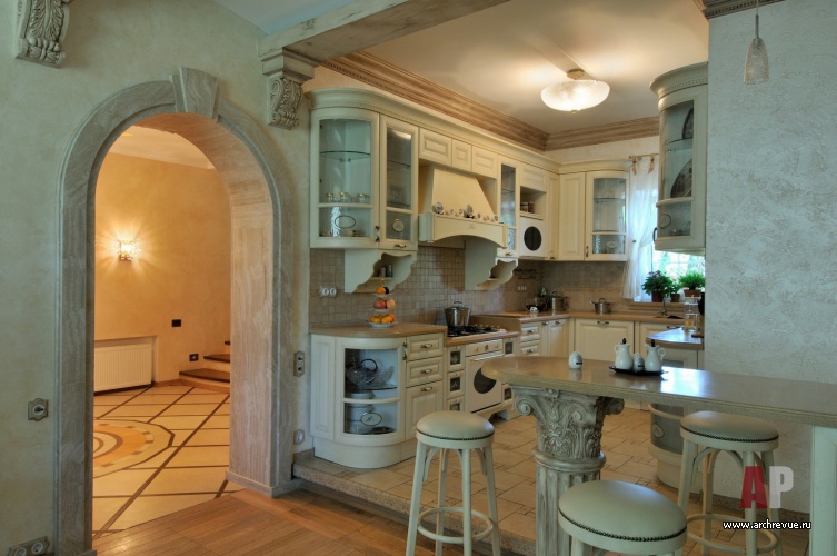 Фото интерьера кухни загородного дома в стиле кантри