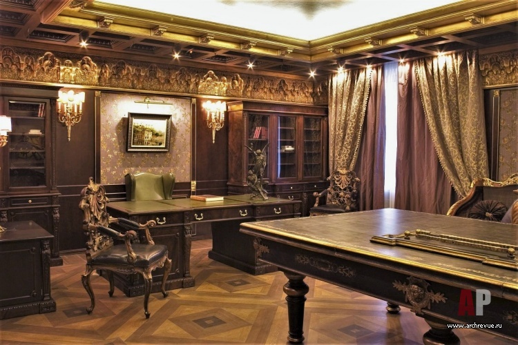 Фото интерьера кабинета квартиры в имперском стиле