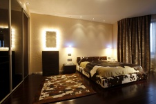 Фото интерьера спальни четырехкомнатной квартиры в стиле минимализм