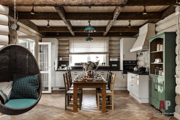 Фото интерьера кухни небольшого дома в эко стиле Фото интерьера столовой небольшого дома в эко стиле