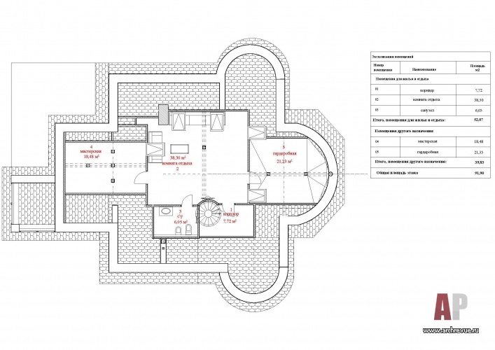 Планировка 3 этажа компактного 3-х этажного дома в стиле французской классики. Общая площадь - 470 кв. м.
