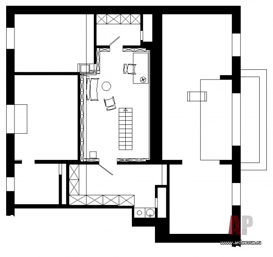 План второго этажа 2-х этажной квартиры-студии в мансарде.