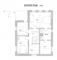 Планировка 2 этажа 2-х этажного дома площадью 224 кв. м.