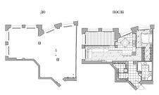 Планировка двухкомнатной квартиры 83, 3 кв. м. до и после реконструкции.