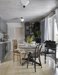 Фото интерьера кухни небольшого дома в стиле фьюжн