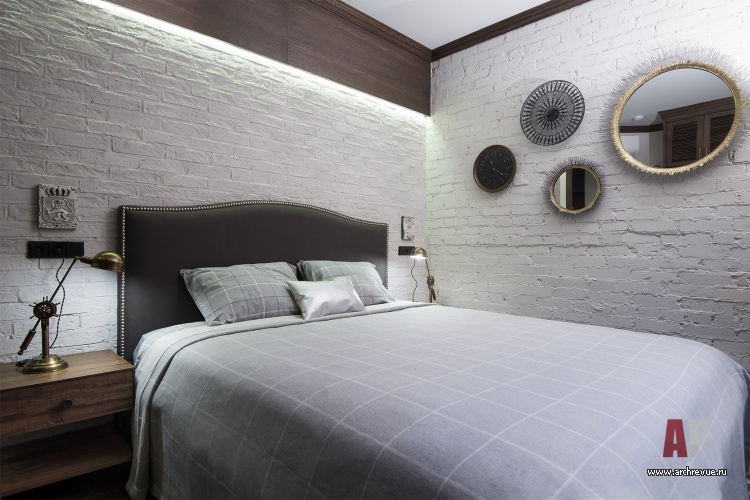 Фото интерьера спальни небольшой квартиры в стиле лофт
