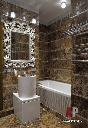 Фото интерьера ванной квартиры в стиле гламур
