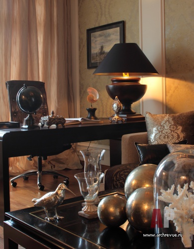 Фото интерьера гостиной в современном классическом стиле 