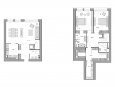 Планировка 1 и 2 этажей 2-х современной этажной квартиры общей площадью 160 кв. м.
