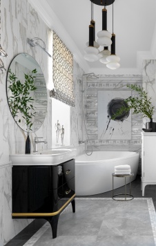 Фото интерьера санузла дома в стиле лофт Фото интерьера ванной комнаты дома в стиле лофт