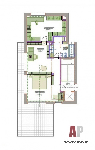 Планировка 3 этажа 3-х этажного дома с эксплуатируемым цоколем.