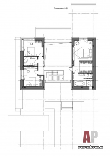 Планировка 2 этажа двухэтажного дома для молодой семьи.