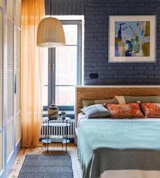 Фото интерьера спальни таунхауса в скандинавском стиле