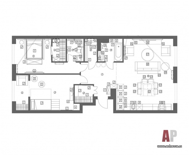 Планировка 3-х комнатной квартиры в ЖК «Зиларт».