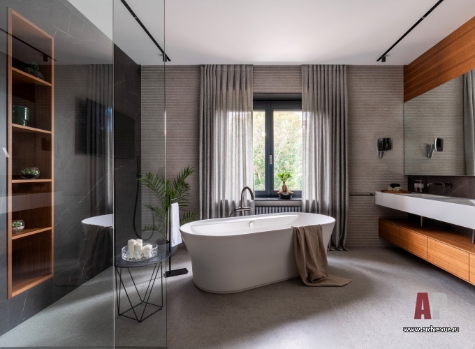 Фото интерьера ванной квартиры в стиле фьюжн