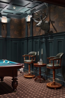 Фото интерьера бильярдной резиденции в классическом стиле