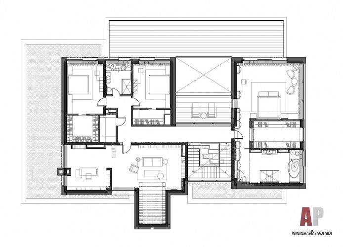 План второго этажа двухэтажного дома 