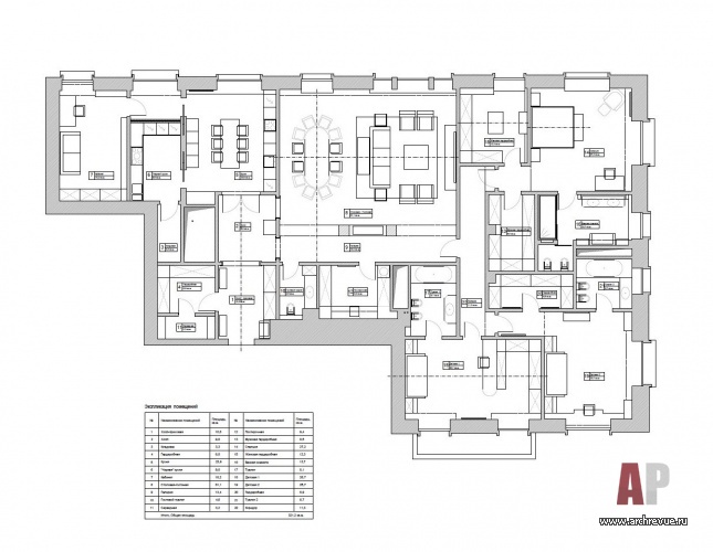 План большой семейной квартиры в ЖК Knightsbridge Private Park. Общая площадь – 380 кв. м.