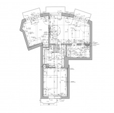 План второго этажа двухэтажной квартиры в историческом доме на Патриарших прудах. Общая площадь – 127 кв. м.