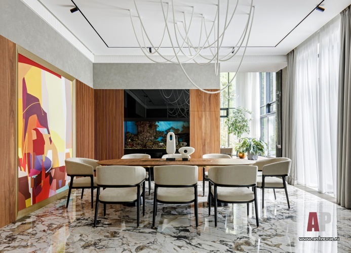 Фото интерьера столовой дома в стиле шале 