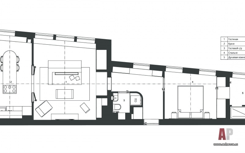 Планировка небольшой 2-х комнатной квартиры на Арбате, 70 кв. м.