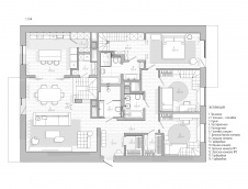 План первого этажа двухэтажного пентхауса на улице Вавилова. Общая площадь - 215 кв. м.