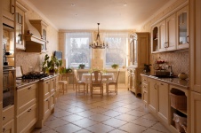 Фото интерьера кухни загородного дома в стиле фьюжн