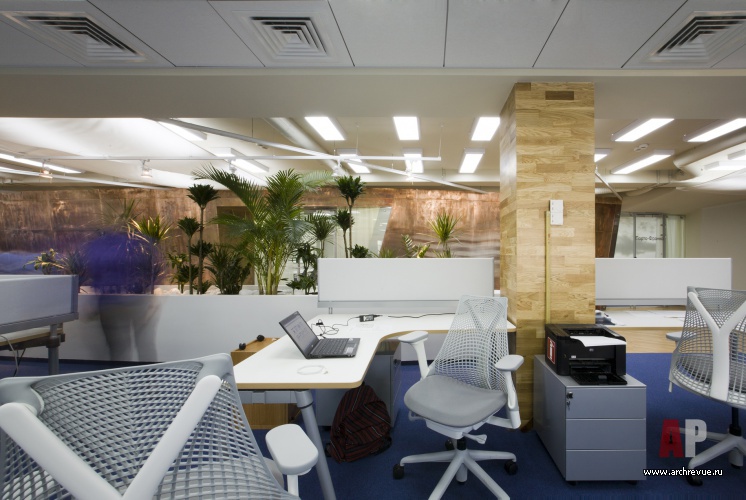 Фото интерьера рабочей зоны офиса в стиле минимализм