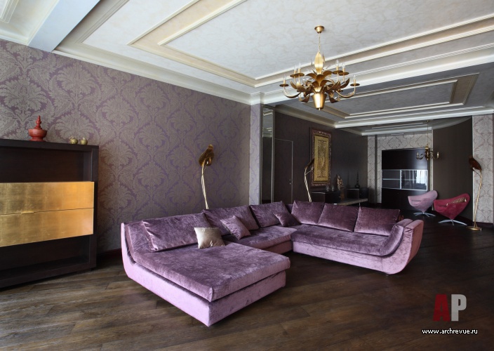 Фото интерьера гостиной квартиры в стиле фьюжн