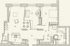 План квартиры 156 кв. м с ассиметричными формами.