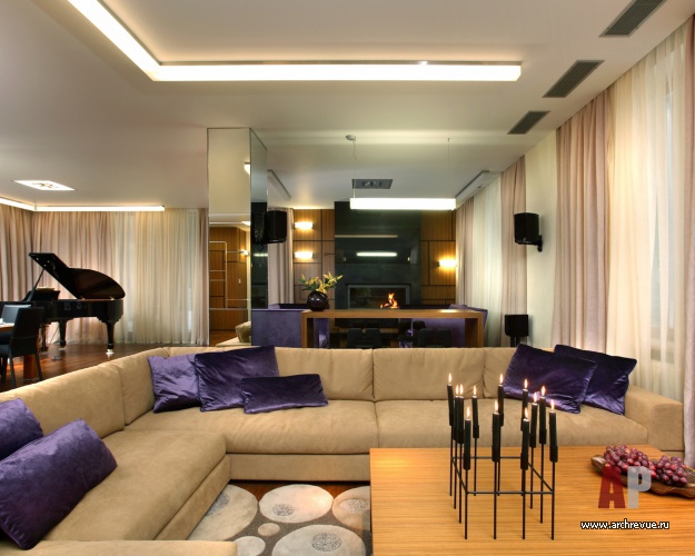 Фото интерьера гостиной дома в современном стиле