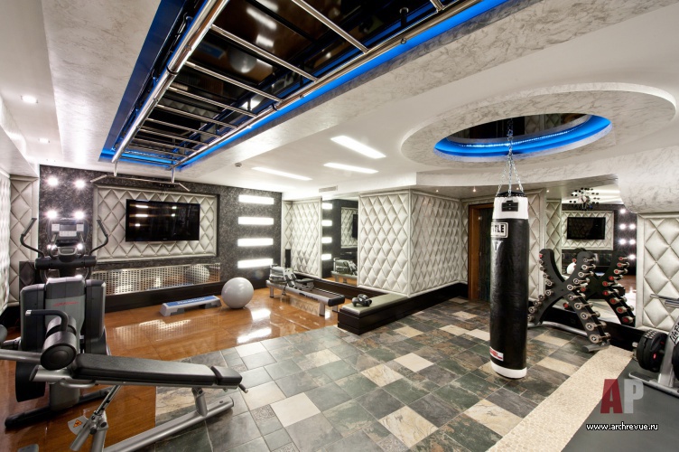 Фото интерьера спортзала дома в стиле ар-деко