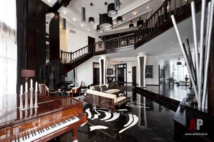 Фото интерьера гостиной дома в стиле ар-деко