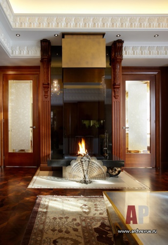 Фото интерьера каминной квартиры в восточном стиле