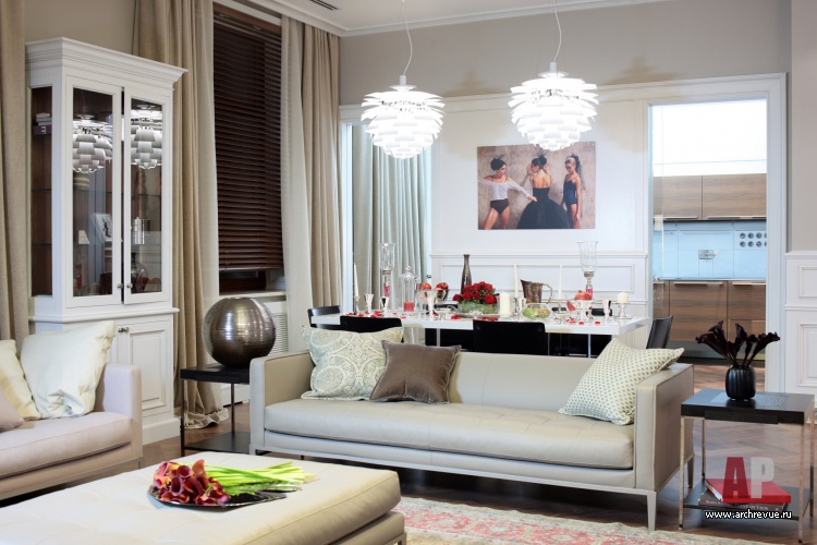 Фото интерьера гостиной квартиры в стиле фьюжн