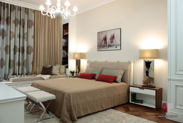 Фото интерьера спальни квартиры в стиле фьюжн
