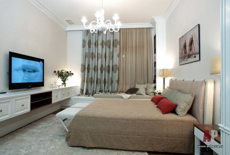 Фото интерьера спальни квартиры в стиле фьюжн