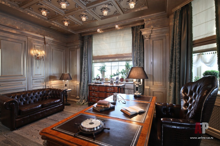 Фото интерьера кабинета дома в дворцовом стиле