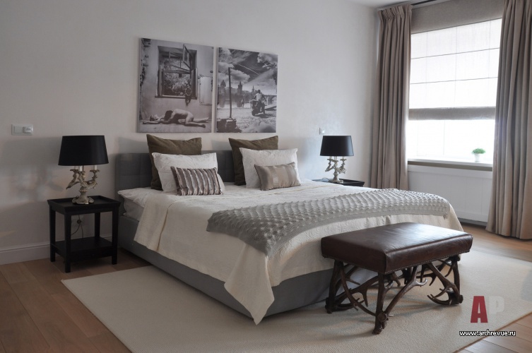 Фото интерьера спальни квартиры в стиле фьюжн