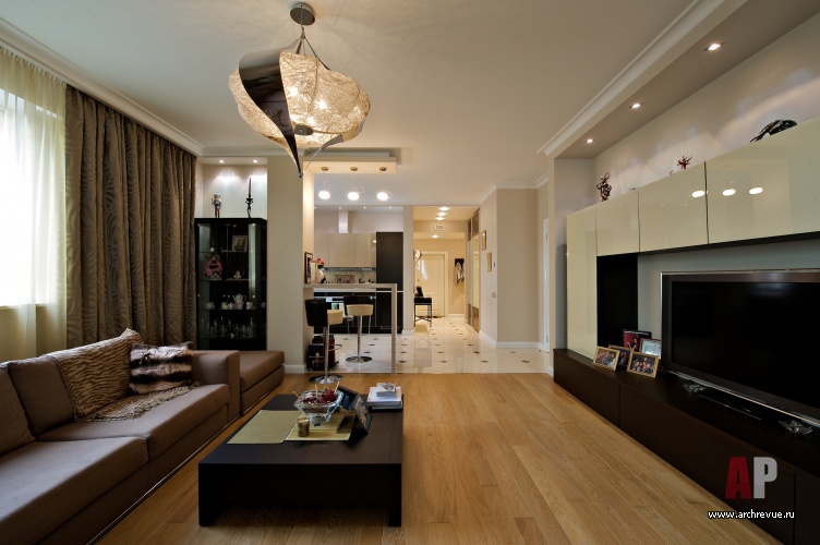 Фото интерьера гостиной квартиры в стиле фьюжн