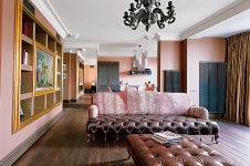 Фото интерьера столовой-кухни квартиры в современном стиле