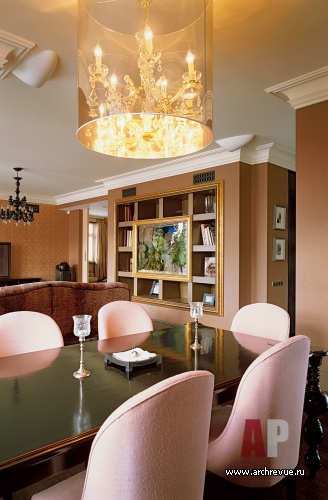 Фото интерьера столовой-кухни квартиры в современном стиле