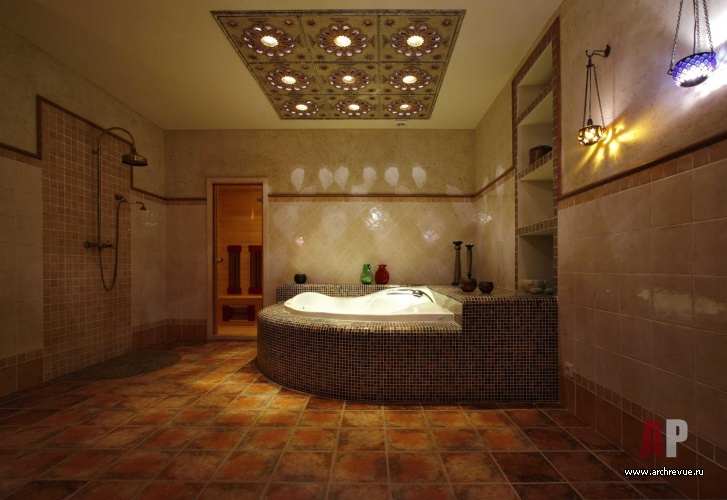 Фото интерьера ванной комнаты квартиры в восточном стиле