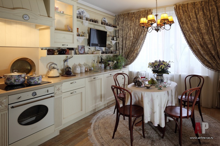Фото интерьера кухни небольшой квартиры в стиле кантри