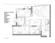 Планировка квартиры в стилистике парадной классики с двумя спальнями.