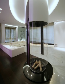 Фото интерьера камина двухуровневой квартиры в стиле минимализм