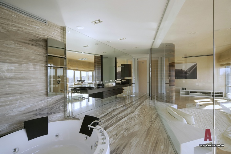 Фото интерьера санузла двухуровневой квартиры в стиле минимализм
