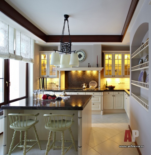 Фото интерьера кухни квартиры в стиле шале