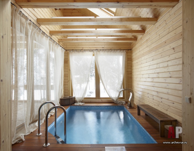 Фото интерьера бассейна дома в эко стиле