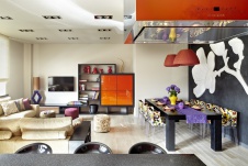 Фото интерьера гостиной квартиры в стиле фьюжн